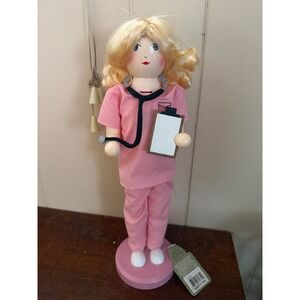 NWT Santa's Workshop 14" Blonde Nurse in pink scrubs Nutcracker Great Gift!